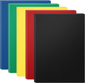 HOUYEE 50 Pack 16 Mil Binding Presentation Covers, Sand-Textured, 5 Colors | Plastic Back Binding Polycovers, 8.5x11 Inch Letter Size, Un-Punched,Office Use (Black,Yellow,Red,Green,Blue)