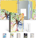 Mini 3 Ring Binder 1 Inch for 5.5"x8.5" Paper, Small Three Ring Binders with Clipboard,5-Tab Dividers,Interior Pocket, Spine ID Label Holder, BVSSX A5 Binder with Pen Holder,Season Tree
