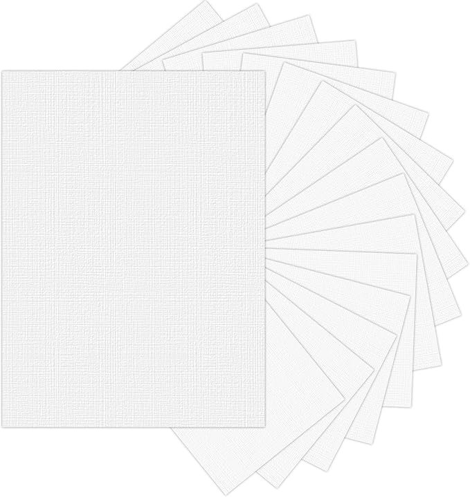 Linen Textured Cardstock 80lb 120 Sheets 8.5x11 Inch Craft Paper for Invitations Printing Scrapbooking DIY Crafts | White