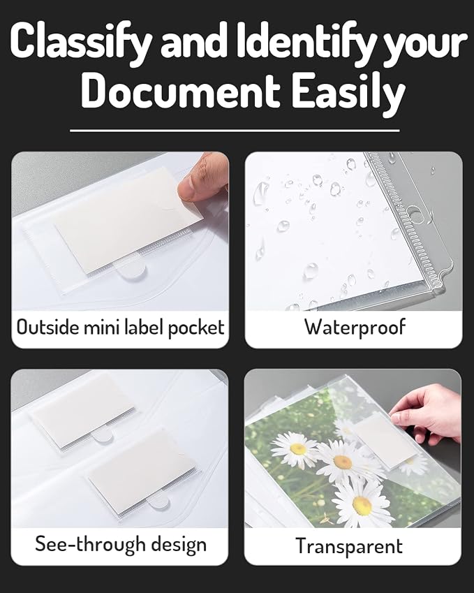 Forvencer Binder Pocket, 36 Pack Super Heavyweight Poly Binder Pocket | Tight Closure, Binder Folders Side Loading, 3 Ring Binder Pocket, Binder Dividers with Pockets, Letter Size, Clear