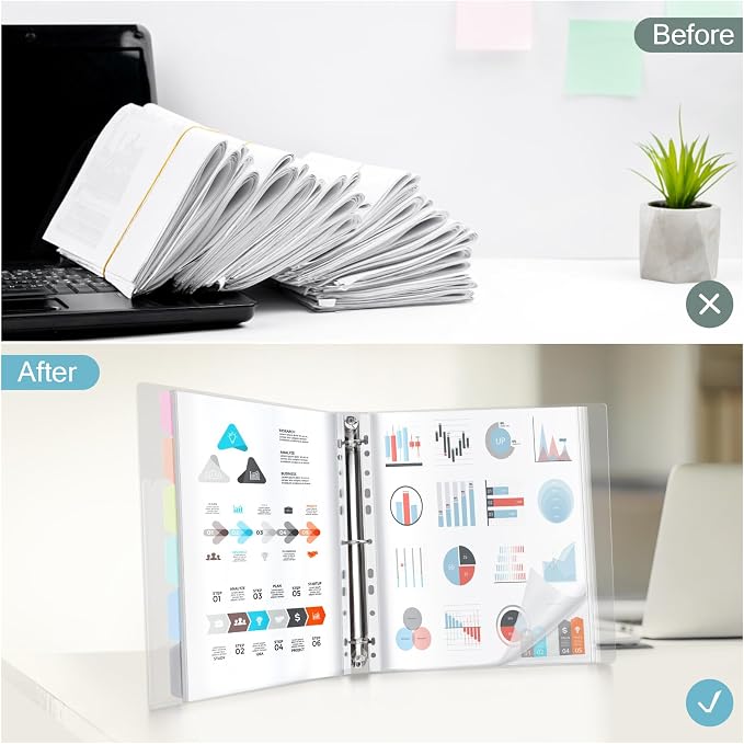 80-Pocket Clear Binder with Plastic Sleeves for Letter/A4 Size | Document Binder Organizer for Papers, Certificates and Artwork, Macaron PP Divider Pages for Presentation