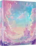 3 Ring Binder Princess Castle Pink Sky 1.5" Round Ring Binders View Binder with 200 Sheet for Women Men Office Kids School Supplies, 1 Pack