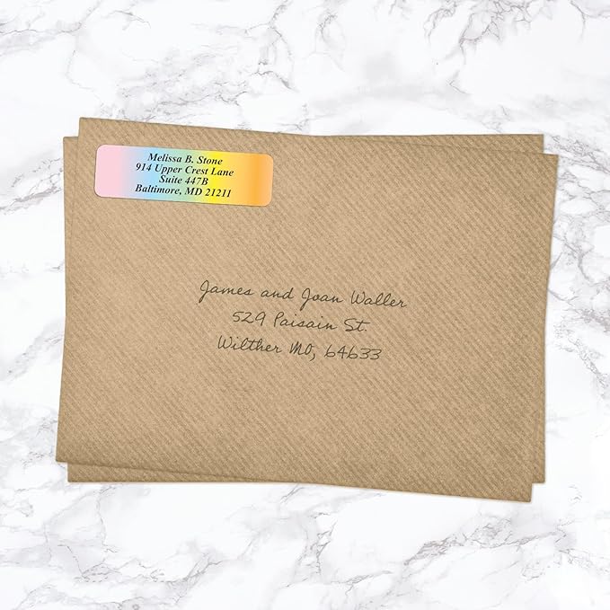 Cascading Rainbow Personalized Return Address Labels Without Dispenser - Roll of 250 Custom Stickers