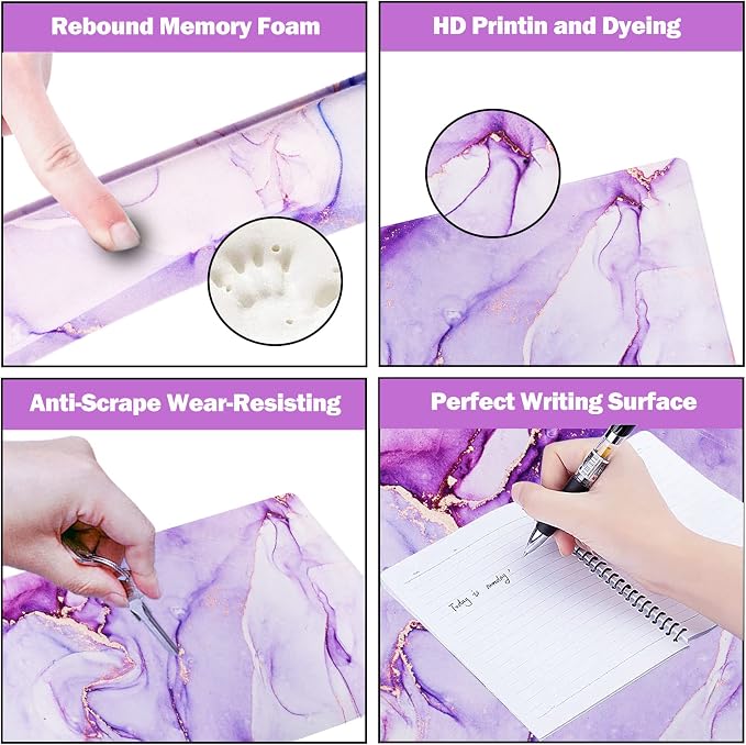 Large Gaming Mouse Pad, Keyboard Wrist Rest Pad & Wrist Support Mousepad Set, Stitched Edge, Extended, Non-Slip Base, Memory Foam,Multifunctional Desk Mat for Office & Home, Purple Blue Marble