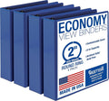 Samsill 2 Inch 3 Ring Binders, Economy Round Ring, Clear View Cover, 425 Sheet Capacity - for School, Home, Office - Blue, 4 Pack