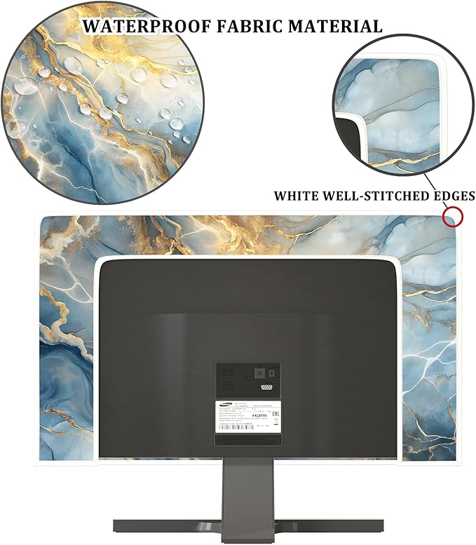 Baocicco Gold Blue Waterproof Screen TV Cover 50, 51, 52 Inch Modern Full Body Covers for Television Screen Panel Case TV Sleeve Compatible with Television LCD LED PC, Desktop and Home TV