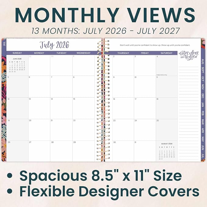 bloom daily planners 2026-2027 Planner (8.5” x 11") 13 Month Academic Year Organizer (July 2026 - July 2027) - Weekly & Monthly Agenda Book with Stickers & Tabs - Floral Fiesta