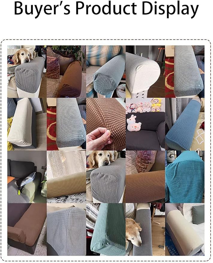 Chaexii Premium Polyester Sofa Arm Cover, Scratch Resistant Protector Covers, Washable, Elastic Armrest Covers for Square/Curved/Sloping Couch Armrests, 2Pcs (Wine red)