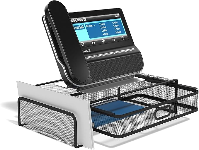 TRU RED Mesh Phone Stand, Desktop Telestand for Office Phones, Matte Black, 2‑Pack – Space‑Saving Desk Accessory