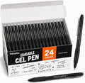 Volcanics Erasable Gel Pens, Retractable, 0.7mm, Soft Black,24 Pack