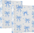 Blue Bows White Round Ring Binders 1.5 Inch 3 Ring Binder with Clipboard Holds 200 Sheets Office Home School