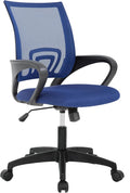 BestOffice Ergonomic Office Chair | Mid-Back Swivel Desk Chair | Dark Blue | with Lumbar Support, Adjustable Height & Breathable Backrest | Sponge Seat & Rolling Wheels | for Home, Office | Pack of 1