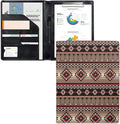 Dreaweet Indian Aztec Print Portfolio Leather Padfolio Binder for Women Men,Interview Resume Folder Legal Document Business Organizer Card Holder Letter Sized Writing Pad