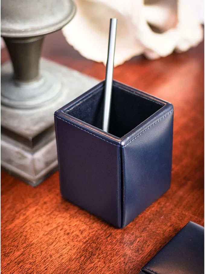 Dacasso Navy Blue Bonded Leather 9-Piece Desk Set (D5009)