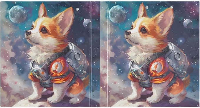 3 Ring Binder, Galaxy Space Dog File Folder Holds 200 Sheets File Storage for Women Men School Office Supplie