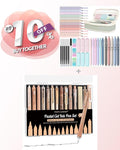 Four Candies 39 PCS Aesthetic School Supplies + 12PCS Black Ink Pens with 2 Highlighter for School