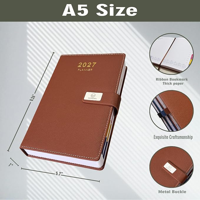 2027 Daily Planner – One Page Per Day, 12-Month Calendar Book(Jan–Dec 2027)