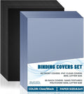 120PCS Binding Covers and Backs Set, 8.5 x11 Inch Clear Book Cover | 60Pcs 8mil Clear PVC Binding Cover, 60Pcs 12mil Black Poly Cover, Letter Size, Un-Punched, Square Corners, for Home Office