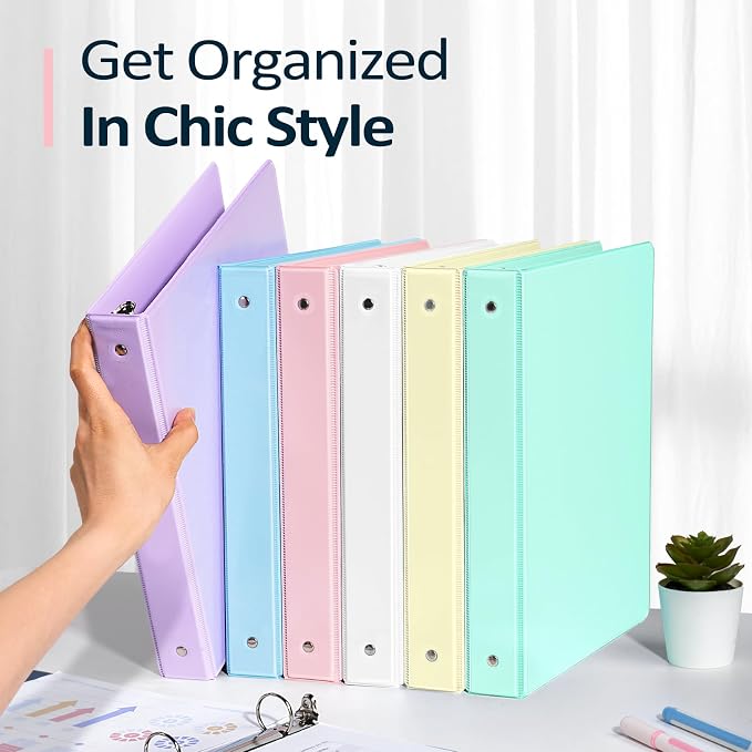 4 Pack 3 Ring Binders 1.5 Inch, Sooez Three Round Ring Binder with Pockets | Extra Durable, Eco-Friendly, PVC-Free, Reinforced Hinge, 1300-Sheet Capacity, Interior Pockets, Customizable, School, Office