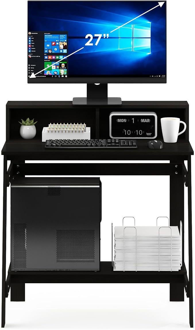 Furinno Simplistic 31-Inch Compact Computer Desk, Black Espresso | Small, Rectangular, Easy Assembly, Office Desk, Home Office Desk, Gaming Desk for Dorm, Bedroom, Study Room