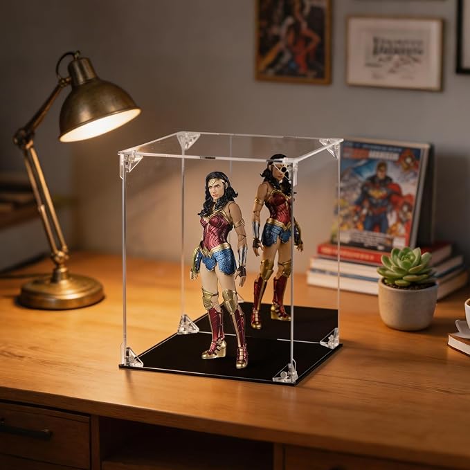 Display Case for Collectibles Assemble Clear Acrylic Box Alternative Glass Case for Display Action Figures Home Storage Organizing Toys (Internal dim 7.5X7.5X9 inch)