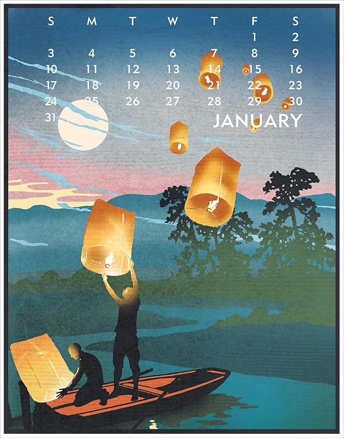 Linnea Design 2027 Desktop Calendar and Frame Set 5 x 7" Artwork by Johanna Riley and Linnea Riley