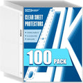 100 Pack Sheet Protectors, Top Loading Reinforced 3-Hole Page | Protectors for 3-Ring Binders, Fits Standard 8.5" x 11" Letter Size Paper, Perfect for Documents & Photos, Office Supplies
