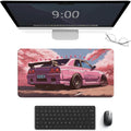 Anime Car Large Mouse Pad Japanese Cherry Blossom JDM Mousepad Gaming Pink Desk Mat R34 Keyboard Computer Pad Office Desk Organizers and Accessories 23.6 x 11.8 Inch