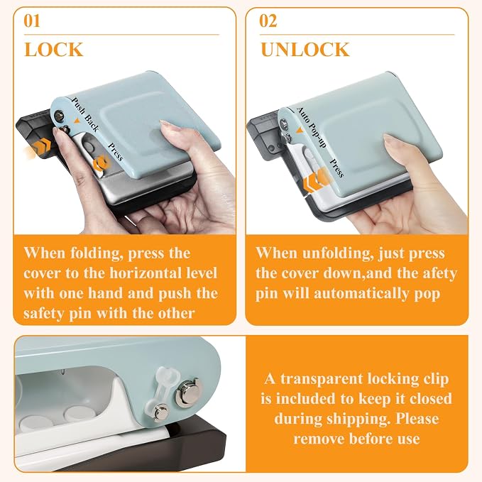 10 Hole Punch Binding Machine for Planners with 10 Multi-Color Binder Rings | 30 Holes on A4, 20 Holes on A5, 26 Holes on B5, 10 Sheet Capacity (Pale Blue)