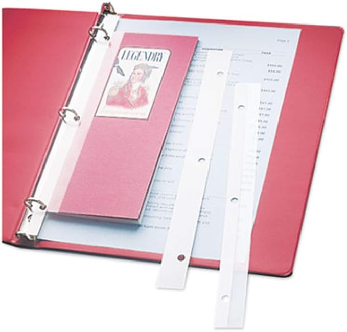 C-Line Self-Adhesive Attaching Strips, 3-Hole Punched, 1 x 11, Clear, 200/Box