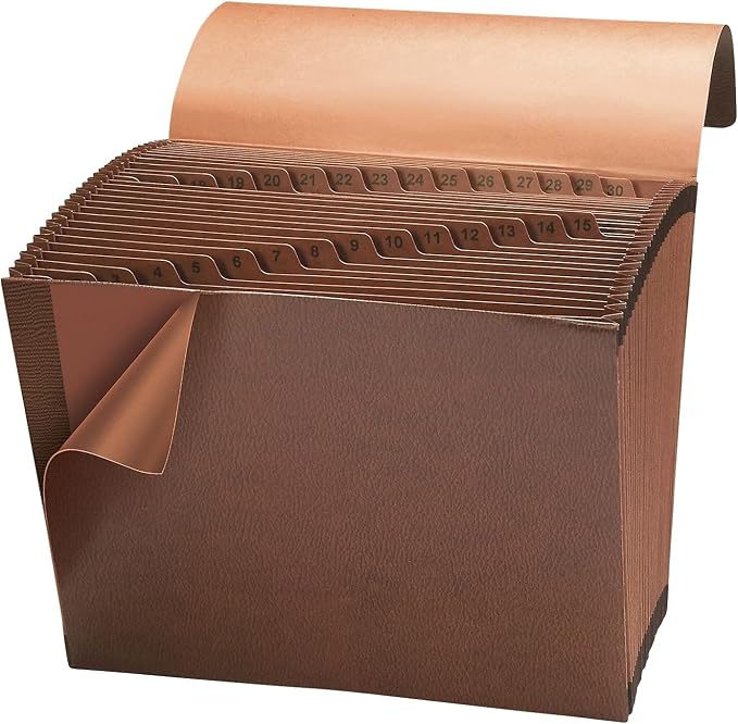 Smead TUFF Expanding File, 31 Pockets, Daily (1-31), Flap and Cord Closure, Letter Size, Redrope (70367)