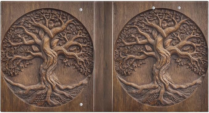Vintage Wood Texture Tree of Life Binder 3 Ring 1.5 Inch Binder with Clipboard&Pockets, Hardcover Binders Heavy Duty Large File Folder for Office School Supplies - Holds 200 Sheets, 2 PC