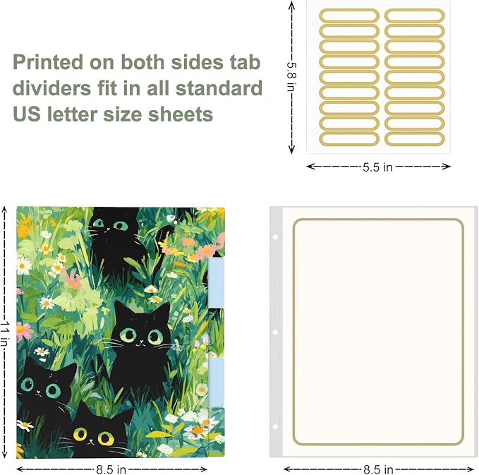 Rouidr 3 Ring Binder, 2 Inch Round Ring Binder Organizer with Clipboard, 5 Dividers Tabs, A4 8.5 x 11 Inch Paper & Clear Sleeves for School, Office Supplies