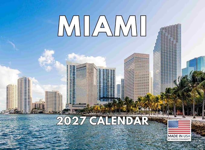 Miami Calendar 2027 Monthly Wall Calender 12 Month