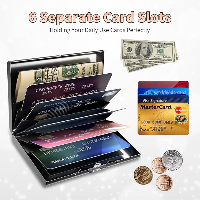 Slim Credit Card Holder, Military Camouflage American Flag RFID Blocking Metal Wallet for Men & Women, Aluminum Minimalist Hard Case Pocket-Sized Business Cards Organizer (Fits Up to 10 Cards)