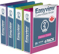 Easyview 3-Ring Binder, Clear-View Cover, 2" Round Rings, 4 Pack | Heavy-duty binder, fits 8.5" x 11" paper, fashion colors, customizable cover, made in Canada, ideal for school or office use