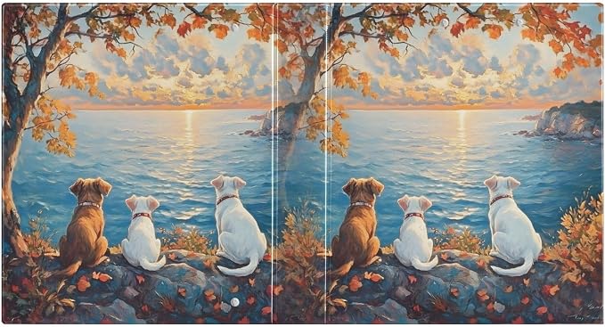 3 Ring Binder Funny Three Dogs Sunset 1.5 inch Binders Three Ring Binders with Clipboard Fit 8.5'' x 11'' Paper 3 Interior PVC Clear Pockets for Office Supplies