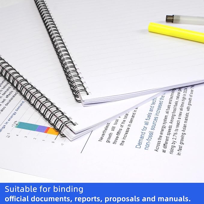 Rayson Wire Binding Spines, 7/16" 3:1 Pitch, 32-Loop Black, 100 Pack | Choose size and pack options; 32-loop wires fit 3:1 pitch binders for reports, manuals and projects.