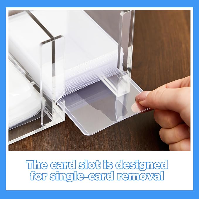 Acrylic Top Loaders Dispenser & Penny Sleeve Holder, Card Pack Dispenser with Pull-out Bottom Clear Desktop Storage Box for Trading TCG Sports Cards(2-in-1,6.6 x 4.5 x 4 Inch)