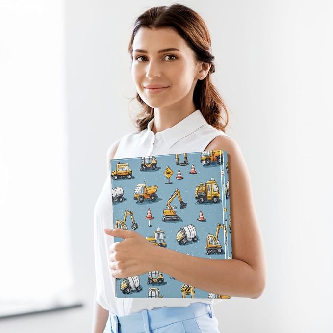 Scrambling Motorcycle Round Ring Binders 1.5 Inch Blue Bike Doodle Pattern 3 Ring Clipboard Binder for Office School Work Supplies File Folder Document 200 Sheet Capacity Easy Open 2 Pieces