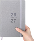 Benkaim Academic Daily Planner 2026-2027 One Page A Day (8.5"x5.8"), Calendar Book with Hourly Schedule, Appointment Book July 2026 to June 2027 Hard Cover (Grey)