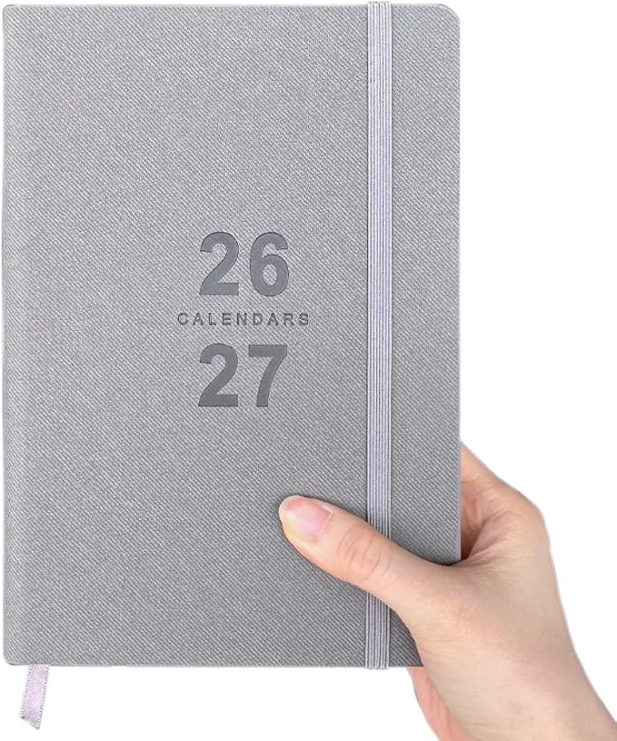 Benkaim Academic Daily Planner 2026-2027 One Page A Day (8.5"x5.8"), Calendar Book with Hourly Schedule, Appointment Book July 2026 to June 2027 Hard Cover (Grey)