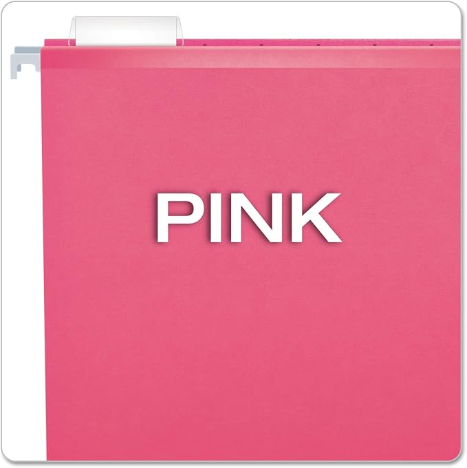 Pendaflex Reinforced Hanging File Folders, Letter Size, Pink, 1/5 Cut, 25/BX (4152 1/5 PIN)