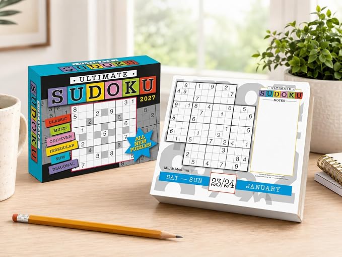 Ultimate Sudoku 2027 Daily Desk Calendar: Boxed Page-a-Day Puzzle Calendar with Day-to-Day Classic, Irregular, Multi, Odd/Even, Diagonal & Sum Variants