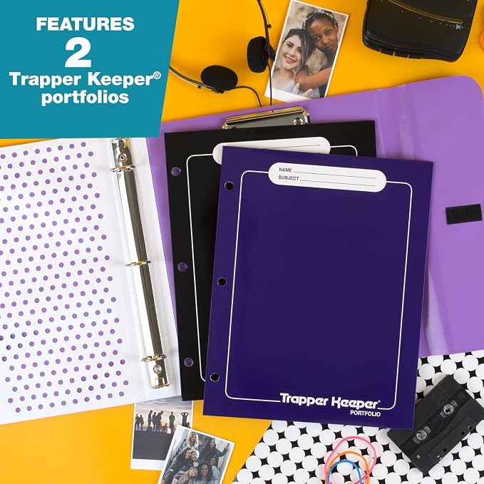 Mead Trapper Keeper Binder, Retro Design, 1 Inch Binder with Folders and Pockets, Holds 8-1/2" x 11" Paper, Palm Trees (260038FDE1-ECM) (Pack of 6)
