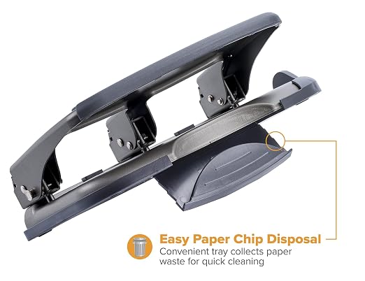 Bostitch Office EZ Squeeze Heavy Duty 3-Hole Punch for Home Office & School, 40-Sheet Capacity, One-Touch Reduced Force, Sleek Gray Design