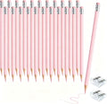 24PCS Macaron Pink Colored Pencils with Eraser Pre Sharpened Pencil 2 HB - Ideal for Checking, Grading, Tests & Office/School Supplies