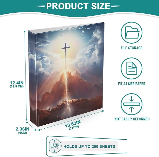 SPRIPORT Lighting Sky 1.5 Inch 3 Ring Binder Holds 200 Sheets for Office Supplies Durable PVC Round Ring Binder with Interior Clear Pockets 3 Ring Notebook Binder for Woman Man Work Home