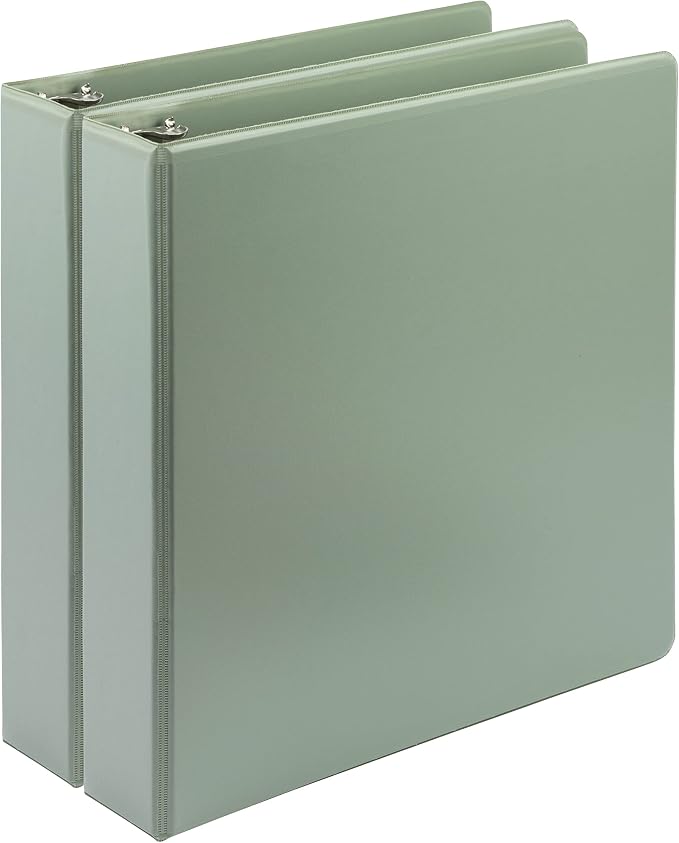 Samsill Plant-Based 1.5 Inch Durable D-Ring, View Binder, Eco-Friendly, USDA Certified Biobased,2 Count,Pack of 1, Sage Green