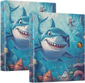 3 Ring Binders 1.5 Inch Clear View Three Ring Binders Versatile Cartoon Shark in Ocean Binder for Work School Office Supply 2 Packs